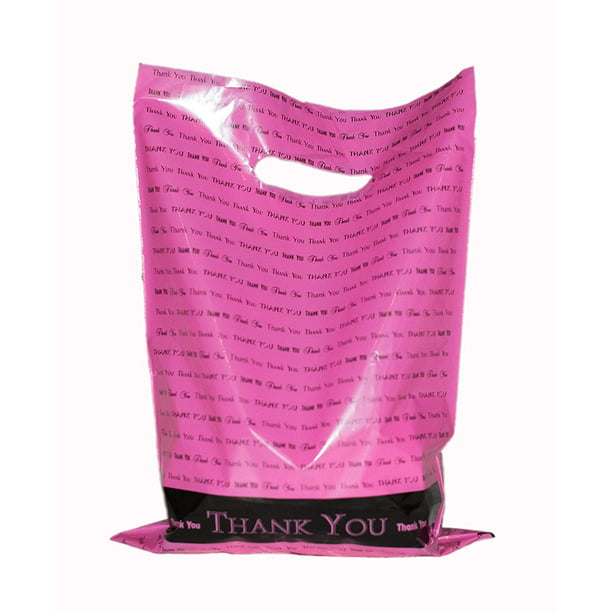ACME Bag Bros 50 Large Merchandise Bags Extra Thick hot Pink Glossy RetailThank You Merchandise Bags with Handles 12 x 15 